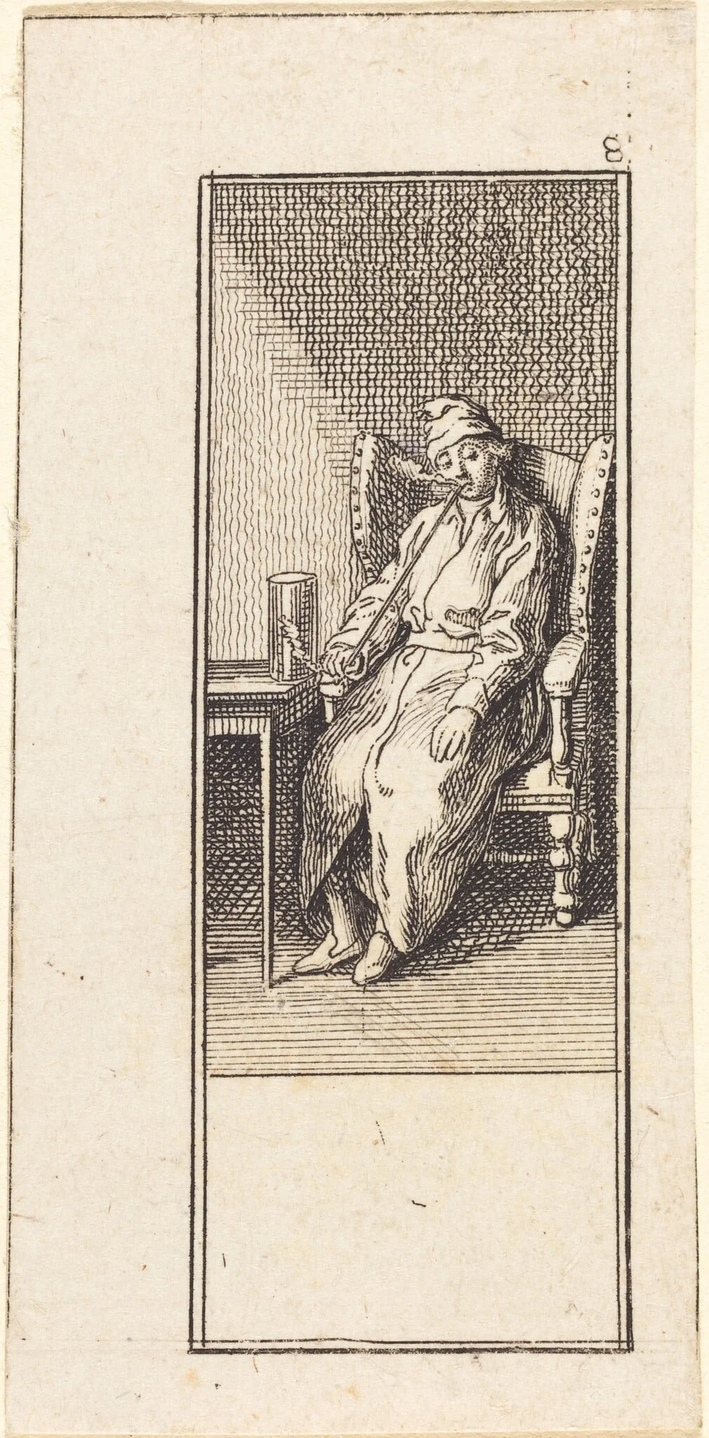 Young Man Seated, Smoking, detail