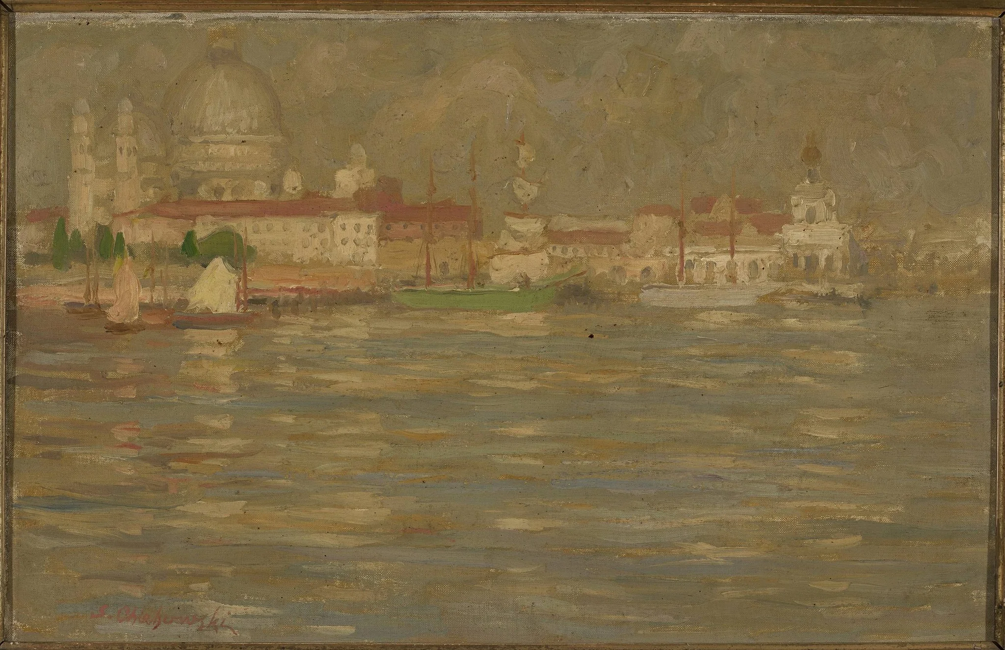 View of the city at waterside, detail