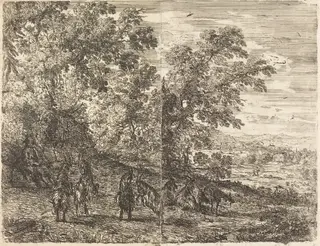 Shepherd with Goats (Les chèvres), by Claude Lorrain, ink, 1632