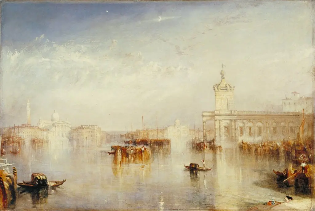 The Dogano, San Giorgio, Citella, from the Steps of the Europa, by Joseph Mallord William Turner, oil, 1842