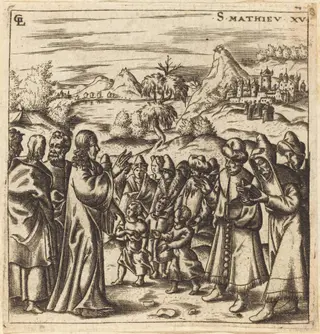Christ Rebukes the Scribes and Pharisees, by Léonard Gaultier, ink, 1578