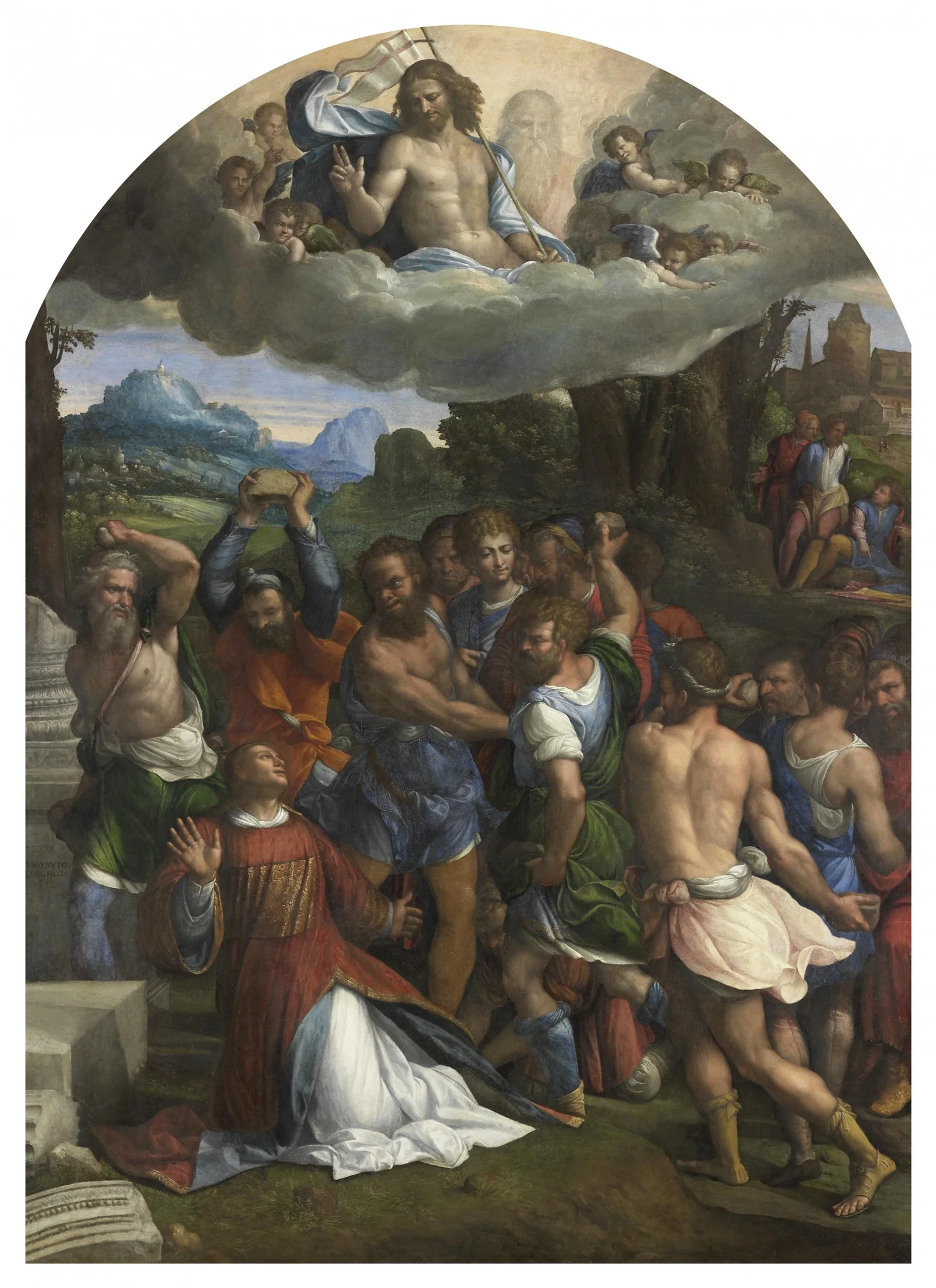 Die Steinigung des Heiligen Stephanus, detail