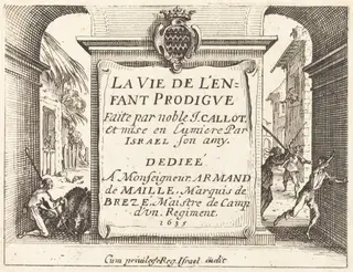 Frontispiece for "The Prodigal Son", by Jacques Callot, ink, 1635