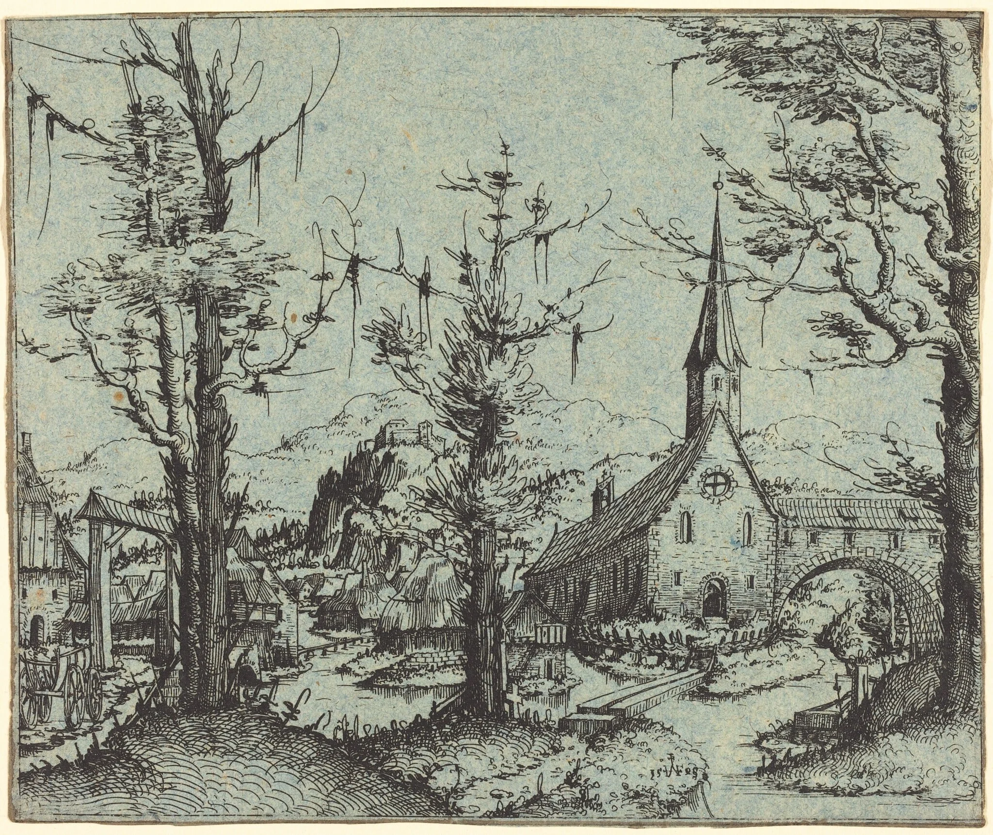Landscape with a Village Church, detail