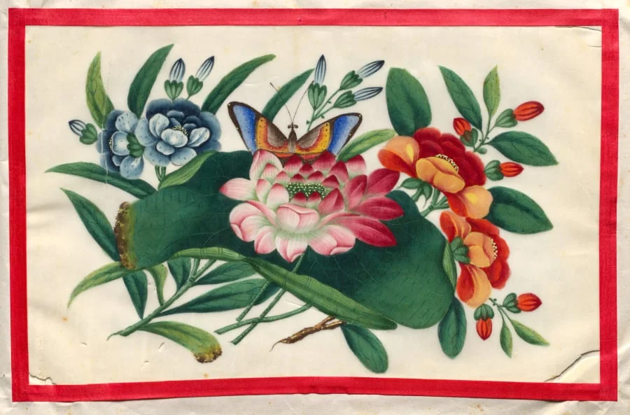 Painting Two from Illustrated Book of Flowers and Butterflies, detail