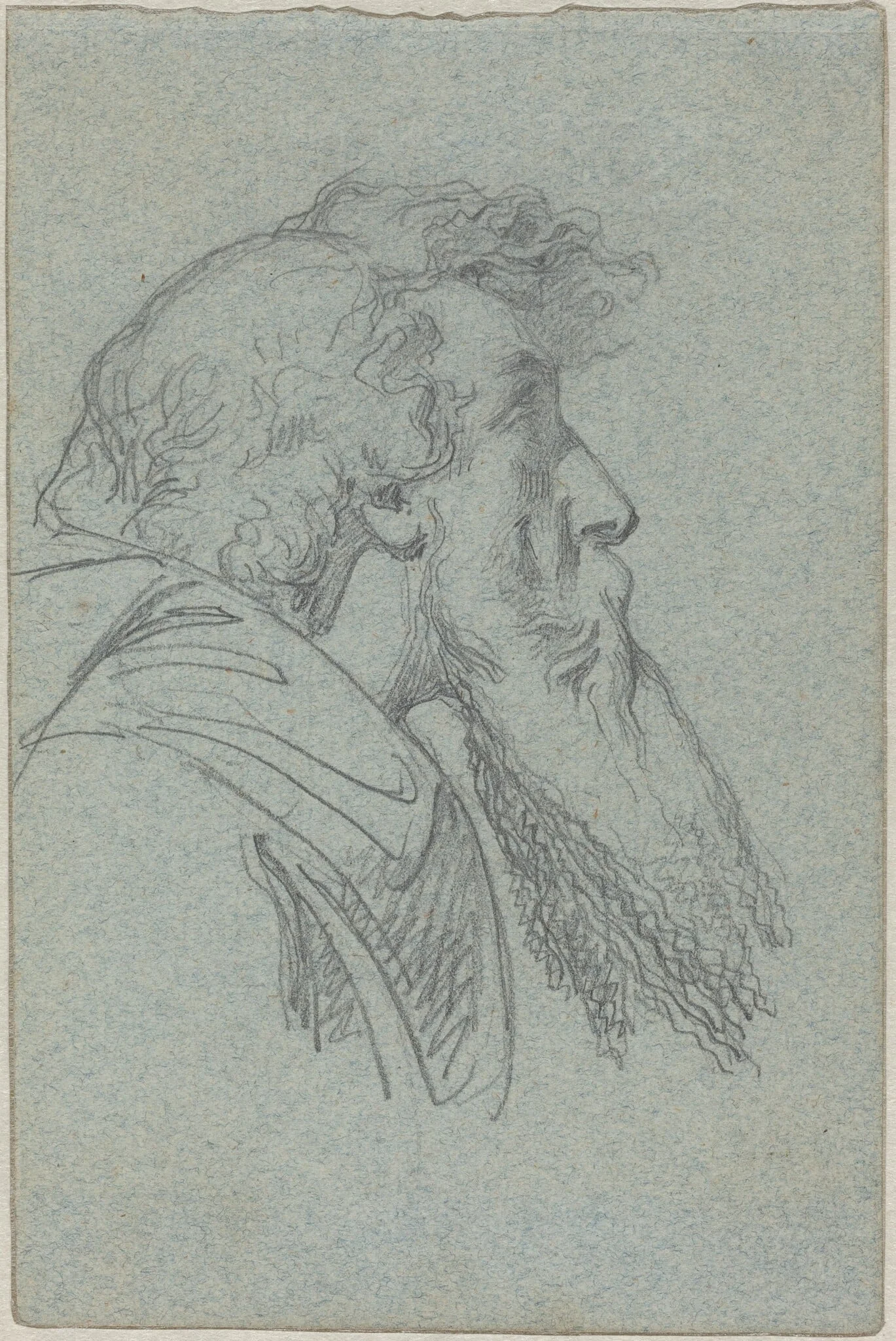 Bearded Man Looking Up, detail