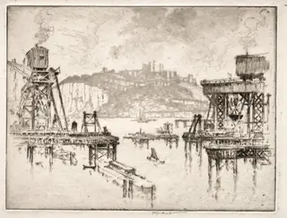 Building Dover Pier, by Joseph Pennell, 1910