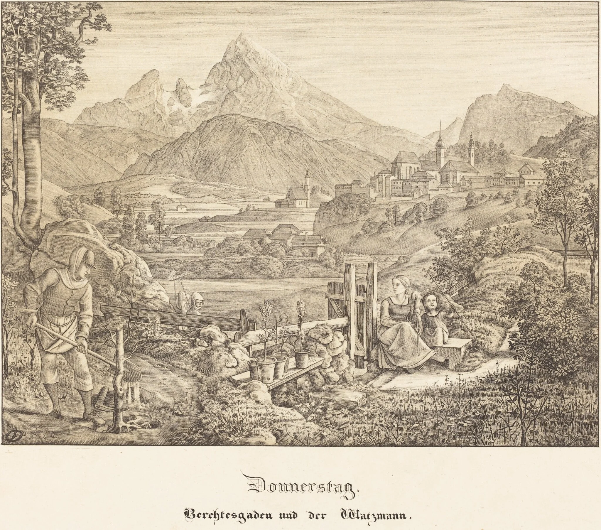 Donnerstag - Berchtesgaden und der Watzmann (Thursday - Berchtesgaden and the Watzmann Mountain), detail