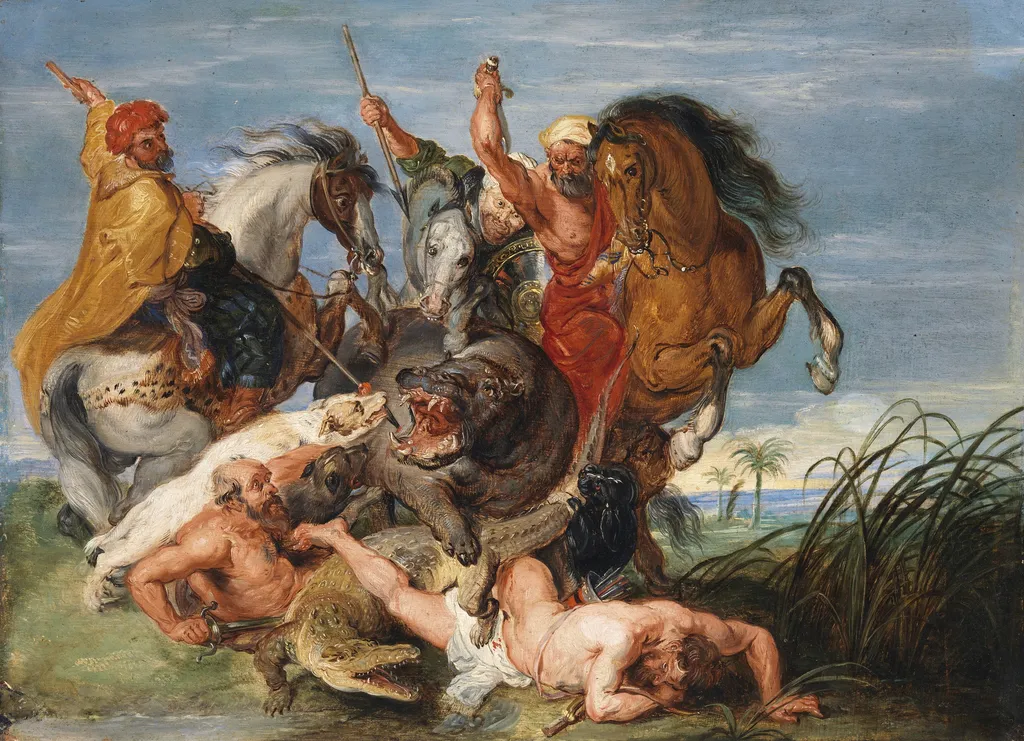 A Hippopotamus and Crocodile Hunt, by Peter Paul Rubens, oil