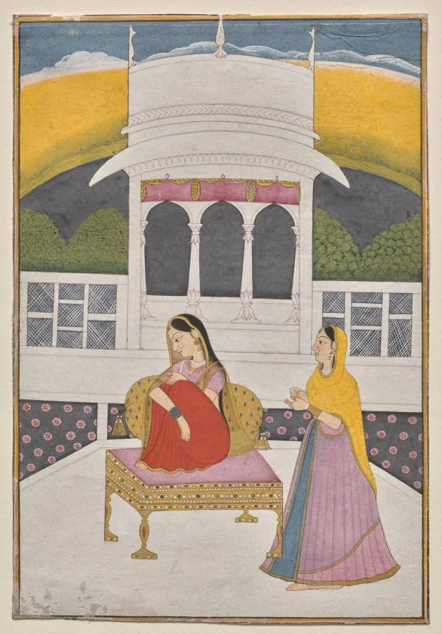 A Nayika, probably Proshitaperyasi Nayika, detail