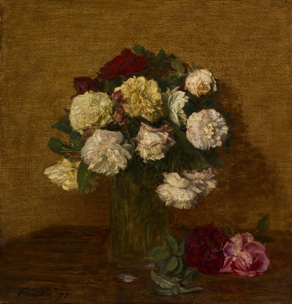 Roses in a Vase, by Henri Fantin-Latour, unspecified, 1878
