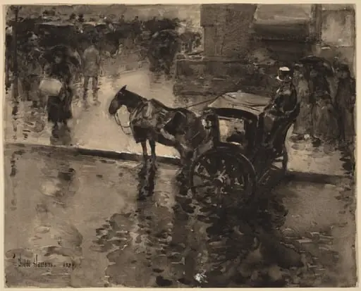 The Up-Tide on the Avenue, by Childe Hassam, 1890