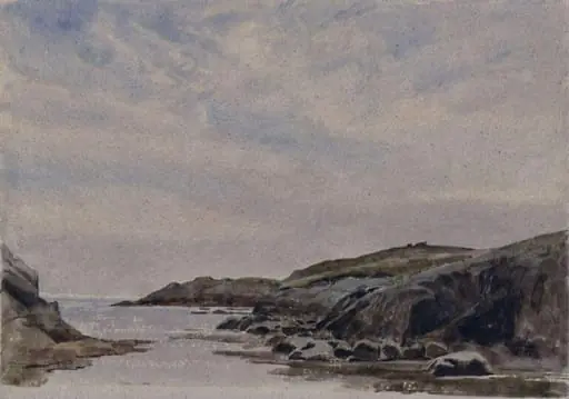 Rhoscolyn, Anglesey, by Lintott, watercolor, 1950