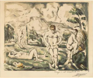The Bathers (Large Plate), by Paul Cézanne, ink, 1896