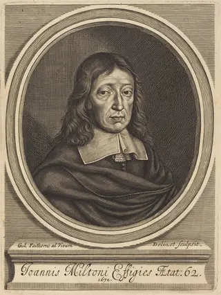 John Milton, by William Faithorne, ink, 1670
