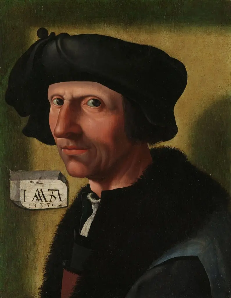 Portrait of Jacob Cornelisz van Oostsanen, by Jacob Cornelisz van Oostsanen, oil, 1533