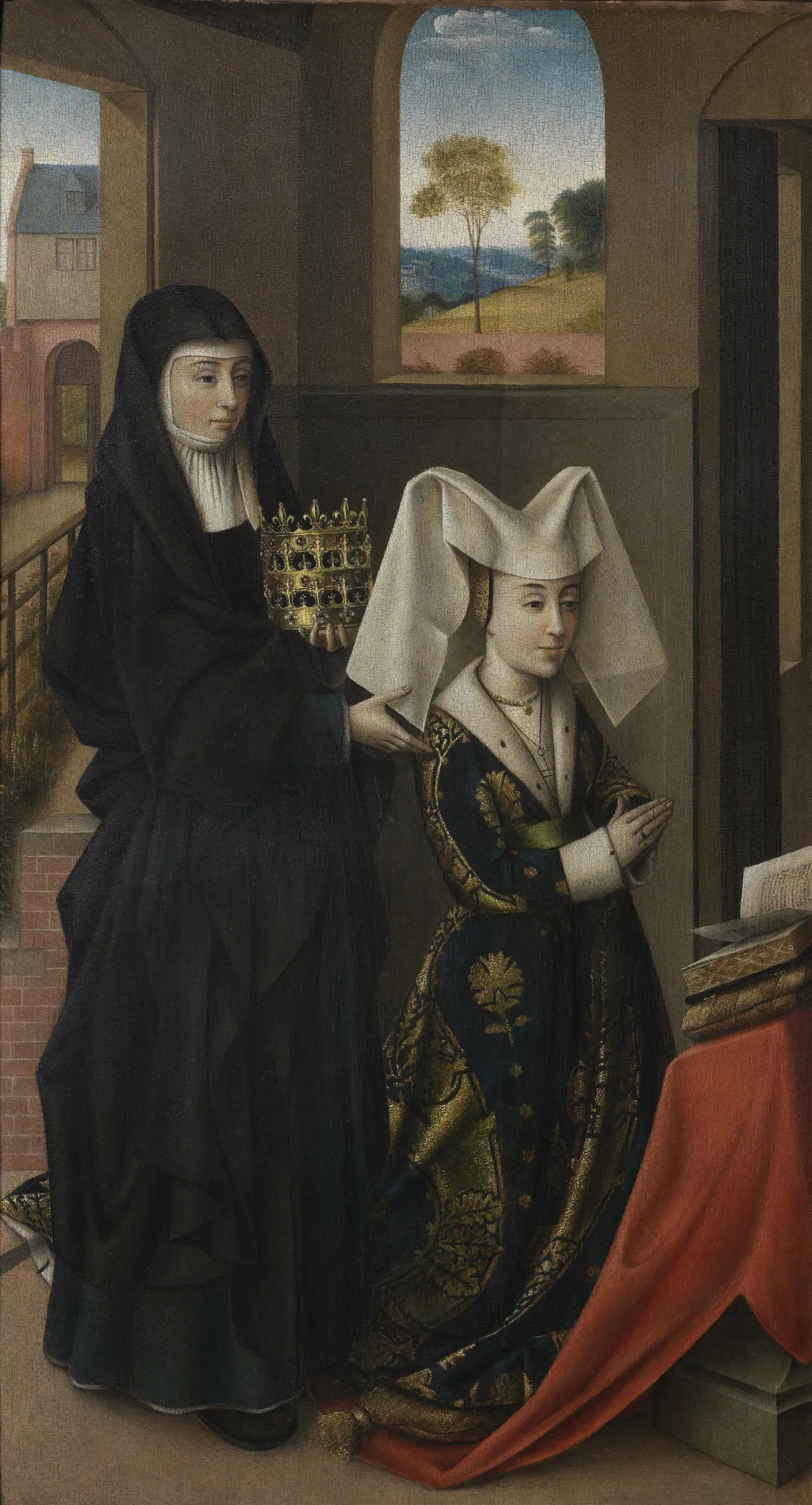 Isabella of Portugal with Saint Elisabeth, by Petrus Christus, oil, 1457