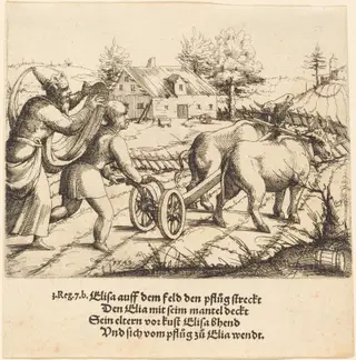 Elijah Anoints Elisha, by Augustin Hirschvogel, ink, 1549