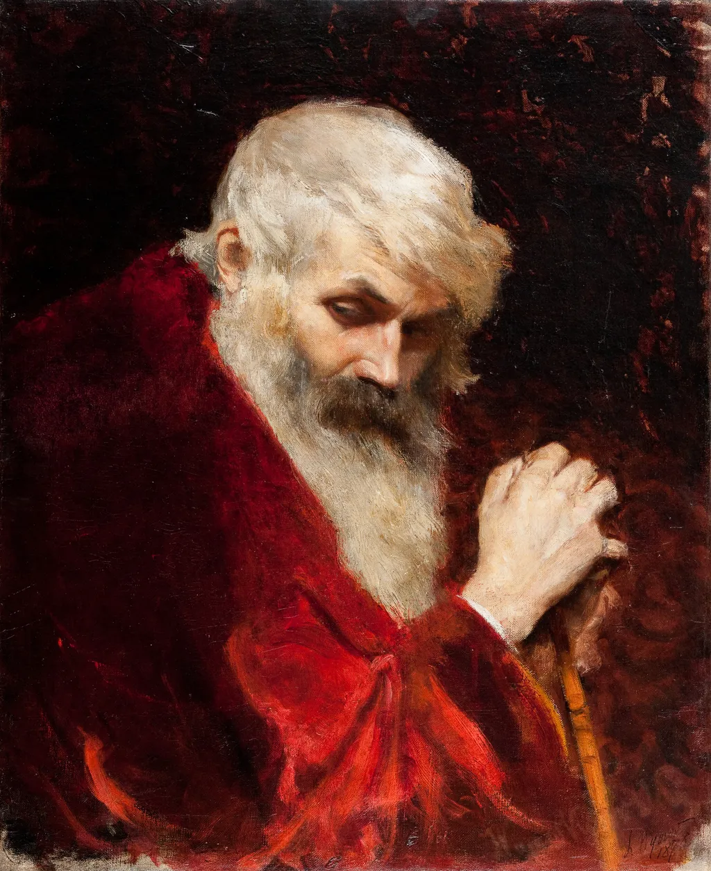 Bust of a Bearded Old Man, by Leon Wyczółkowski, oil, 1888