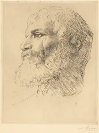 Head of Souliote (Tete de Souliote), by Alphonse Legros, ink, 1874