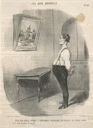 Achat d'un tableau horloge, by Honoré Daumier, ink, 1847