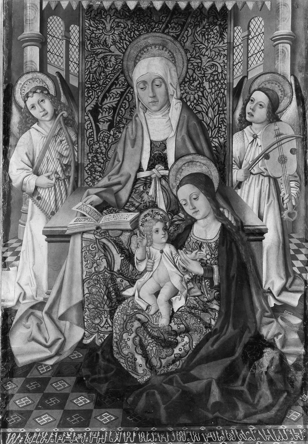 Saint Anne Enthroned with the Virgin and Child, by Master of Osma, tempera, 1500