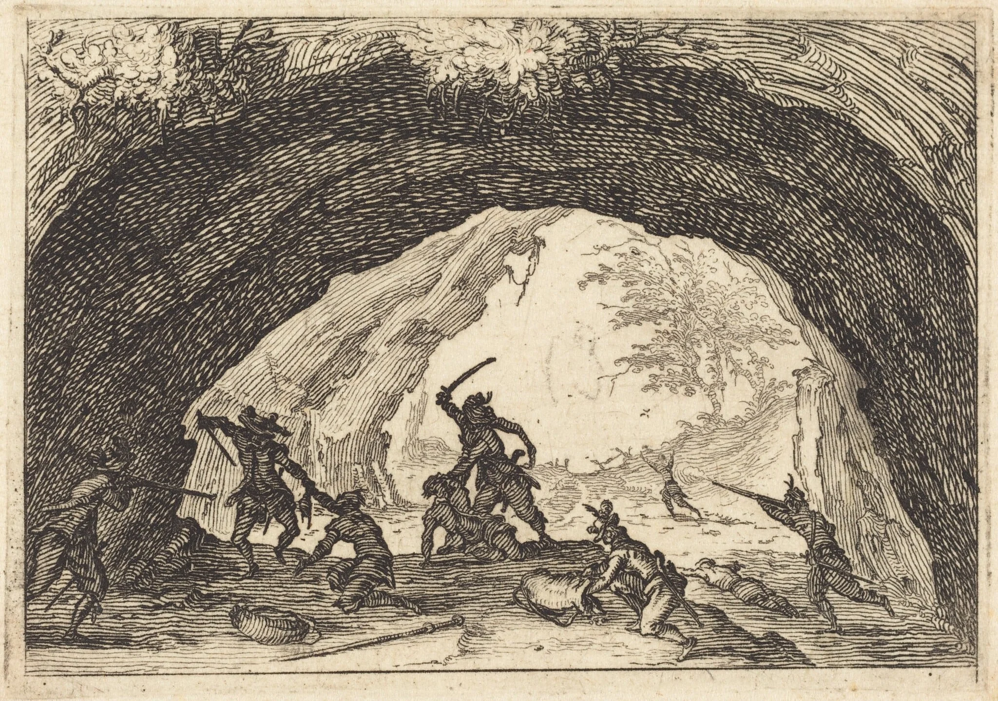 Soldiers Attacking Robbers, detail