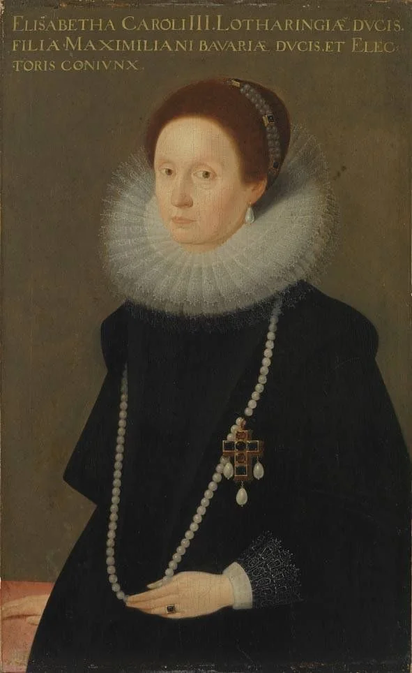 Bildnis der Elisabeth von Lothringen (1574-1635), erste Gemahlin des Kurfürsten Maximilian I. von Bayern (Schule), detail