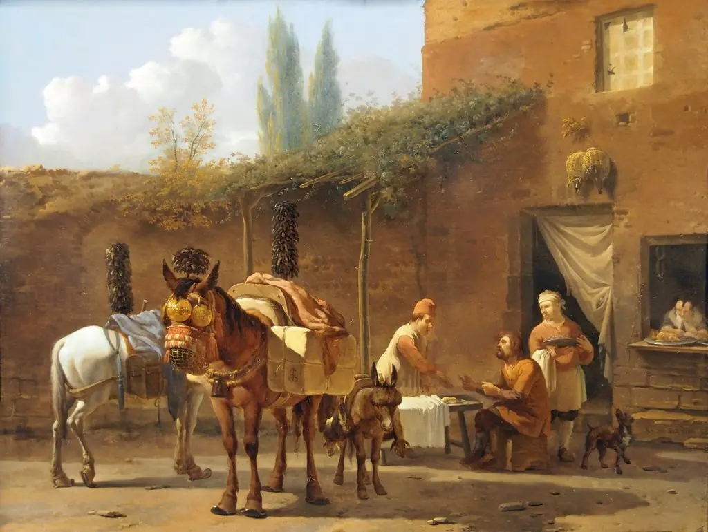 Muleteers at an Inn, by Karel Dujardin, oil, 1659