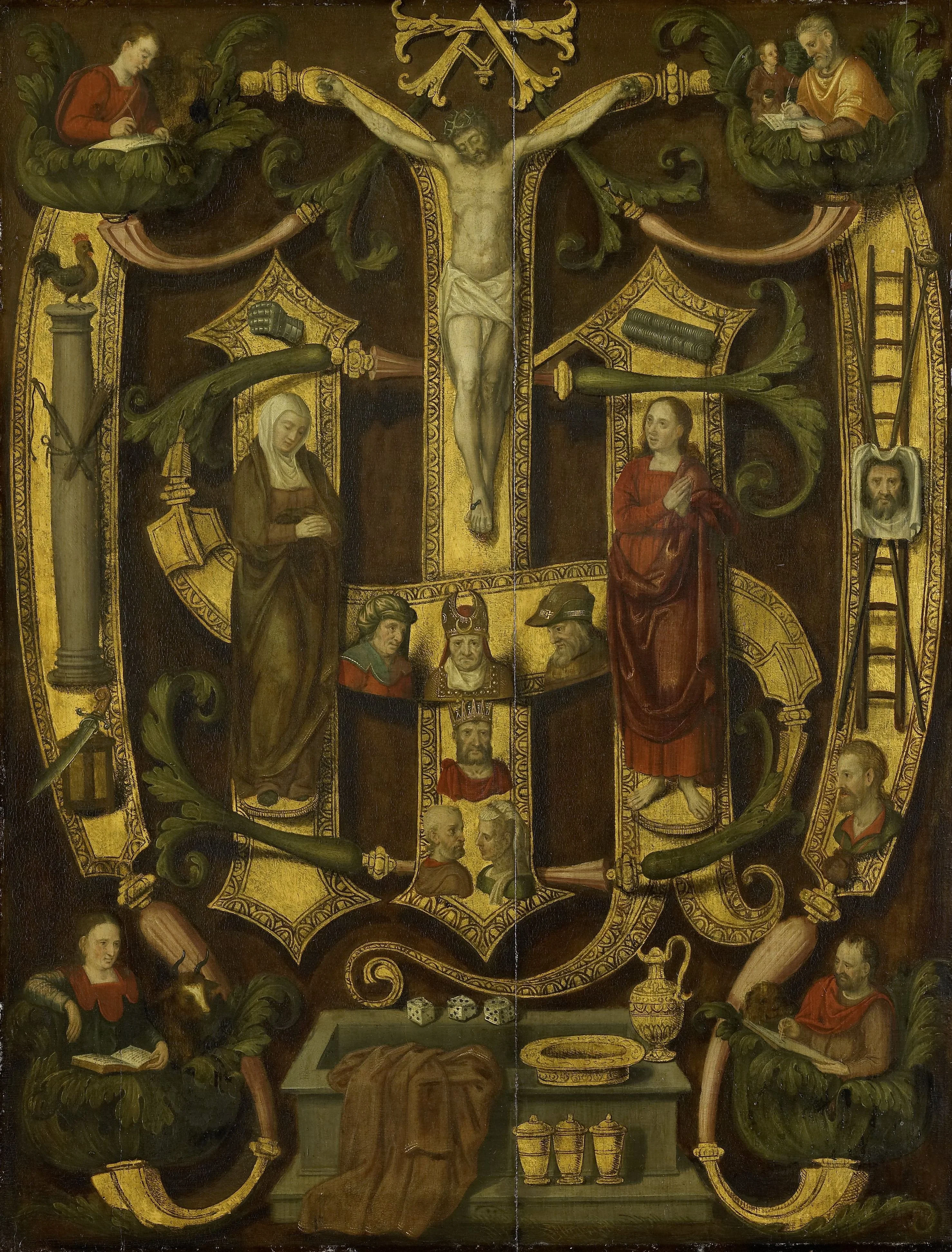 Monogram of Christ combined with Instruments of the Passion, detail