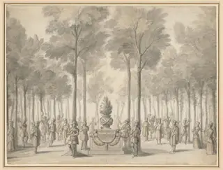 Design for the Divertissement from "La Pastorale" (First Entrée of the opera-ballet "Les Muses" by Danchet and Campra"), by Jean I Bérain, 1703
