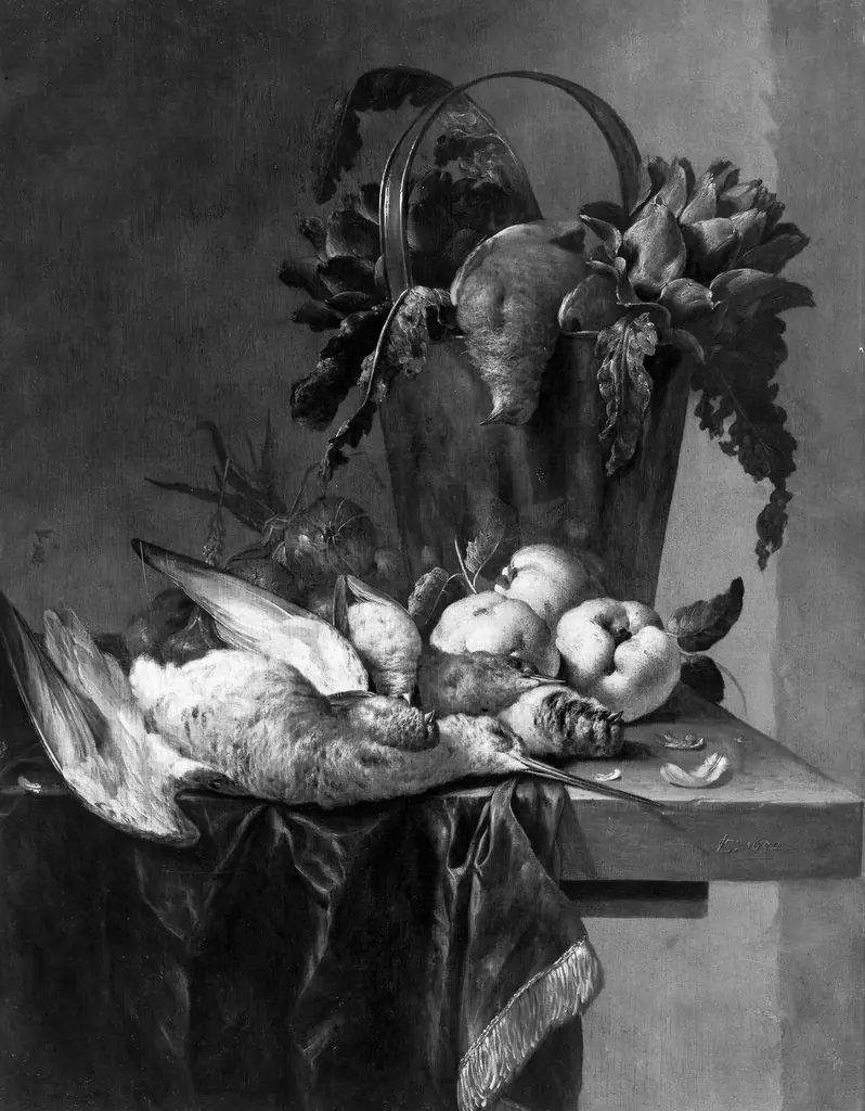 Still life with a brass pail, by Cornelis Lelienbergh, paint, 1652