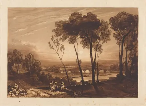 The Bridge in Middle Distance, by Charles Turner, ink, 1808