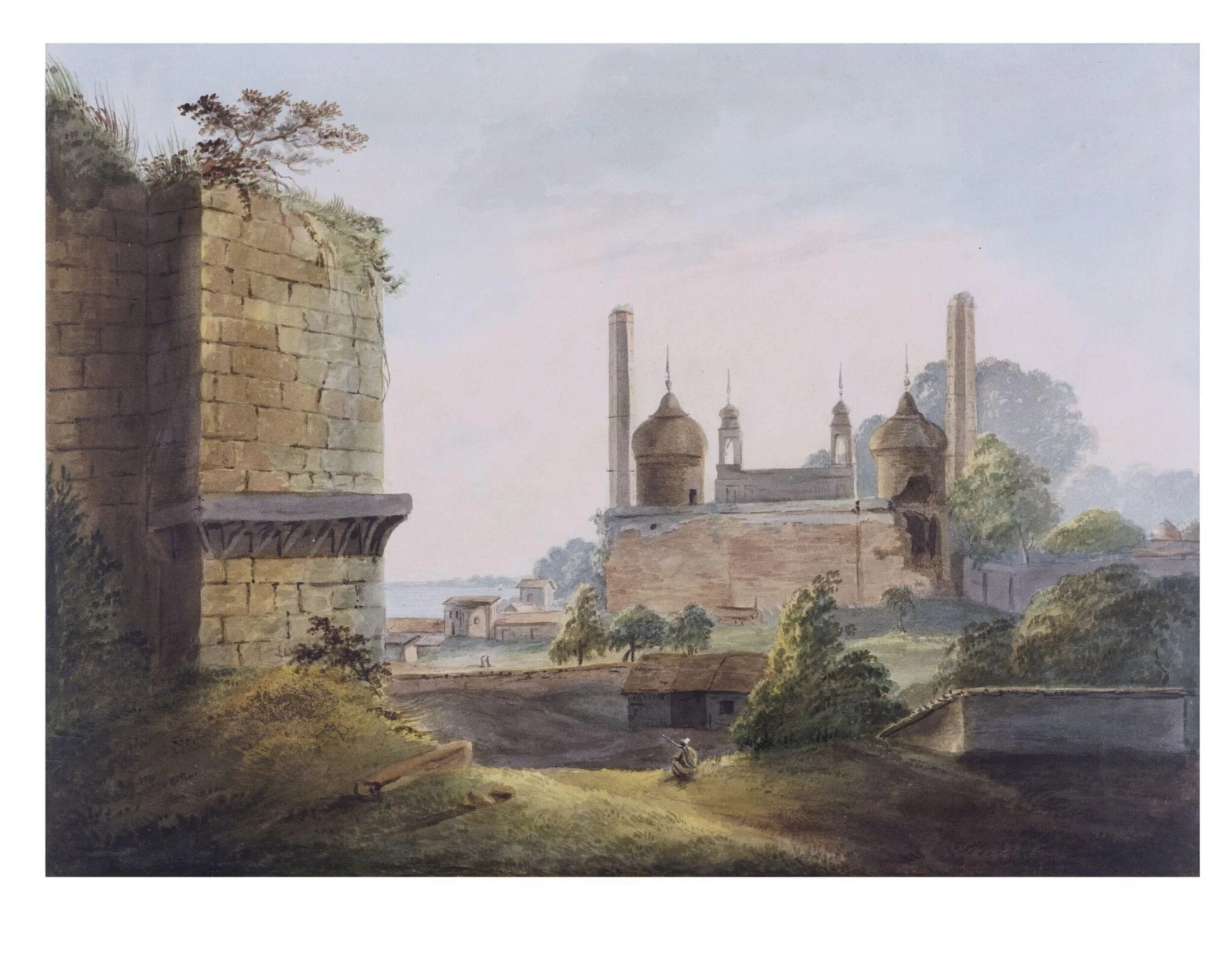 Mosque on the bank of the River Gumti near Lucknow, detail