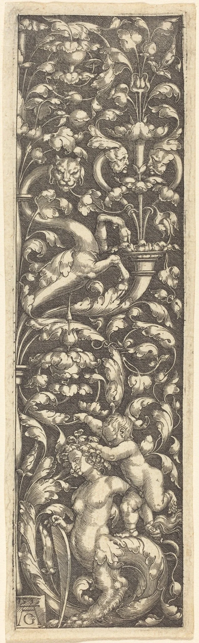 Ornament with a Child on the Back of a Sphinx, detail