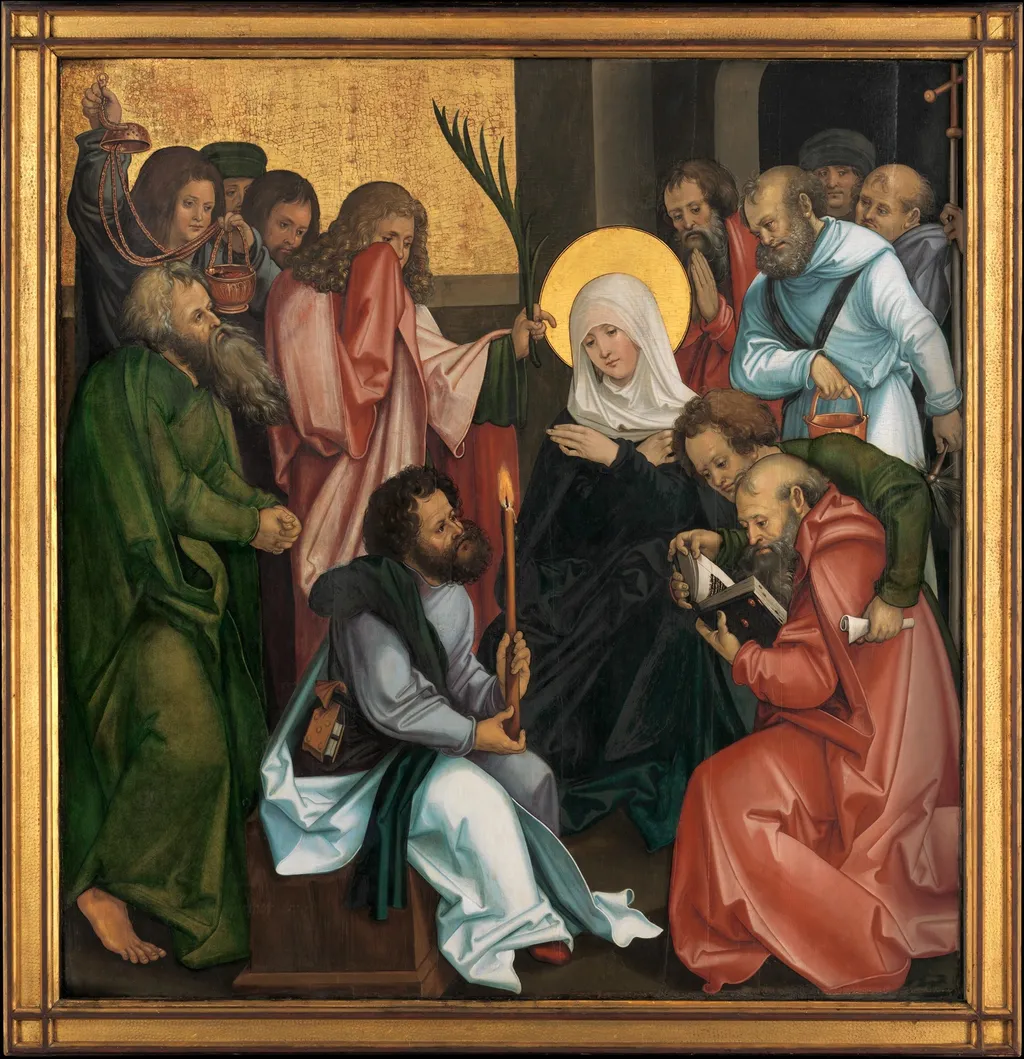 The Dormition of the Virgin; (reverse) Christ Carrying the Cross, by Hans Leonhard Schäufelein, unspecified, 1510