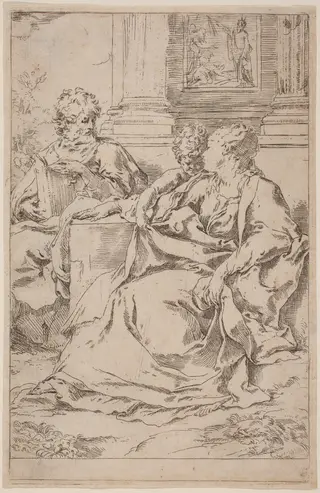 Holy Family, by Guido Reni, ink, 1608