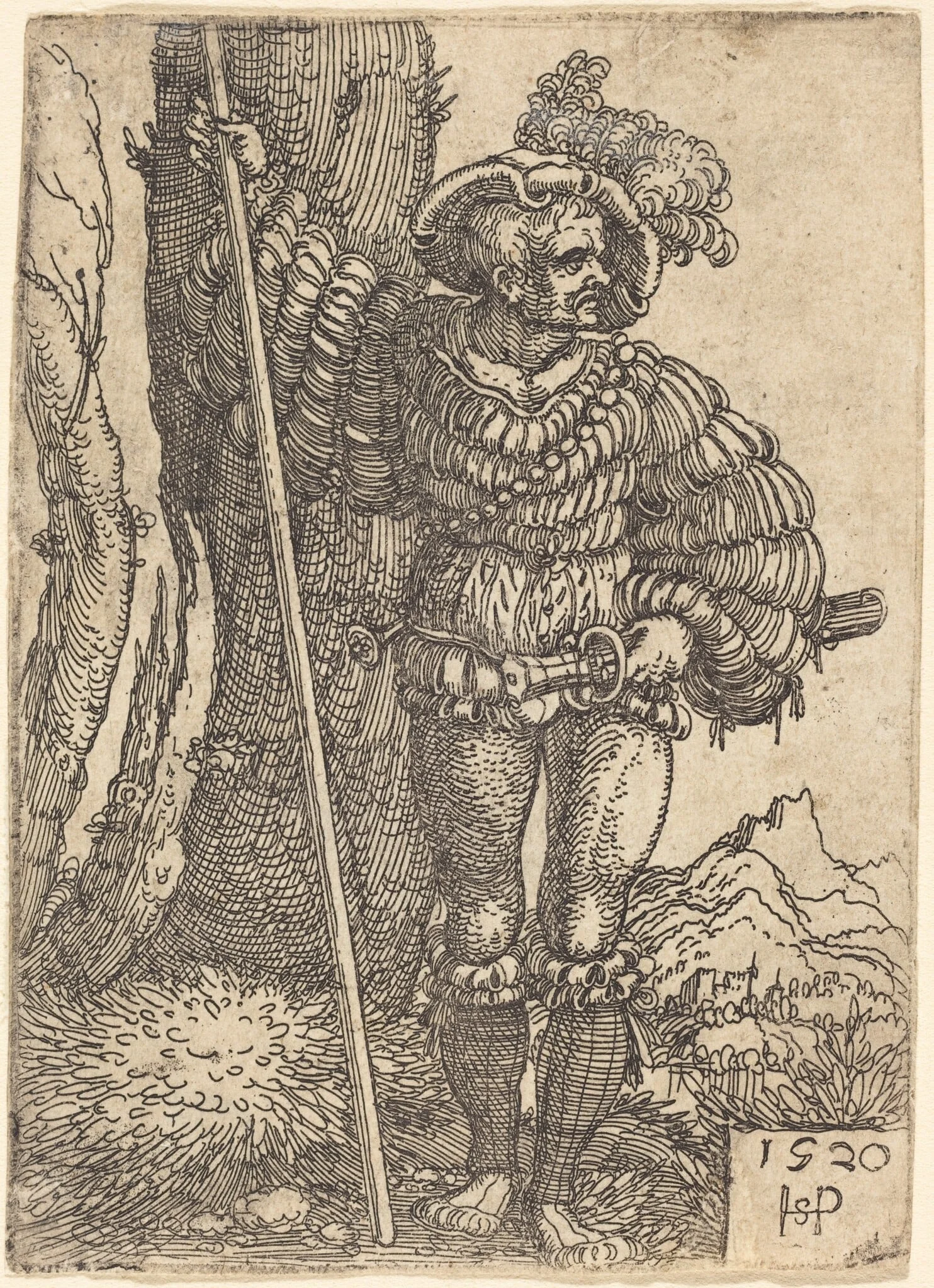Foot Soldier Standing by a Tree, detail