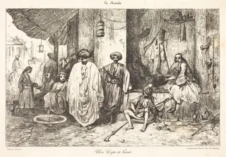 Un Corps de Garde, by Alexandre Gabriel Decamps, ink, 1832