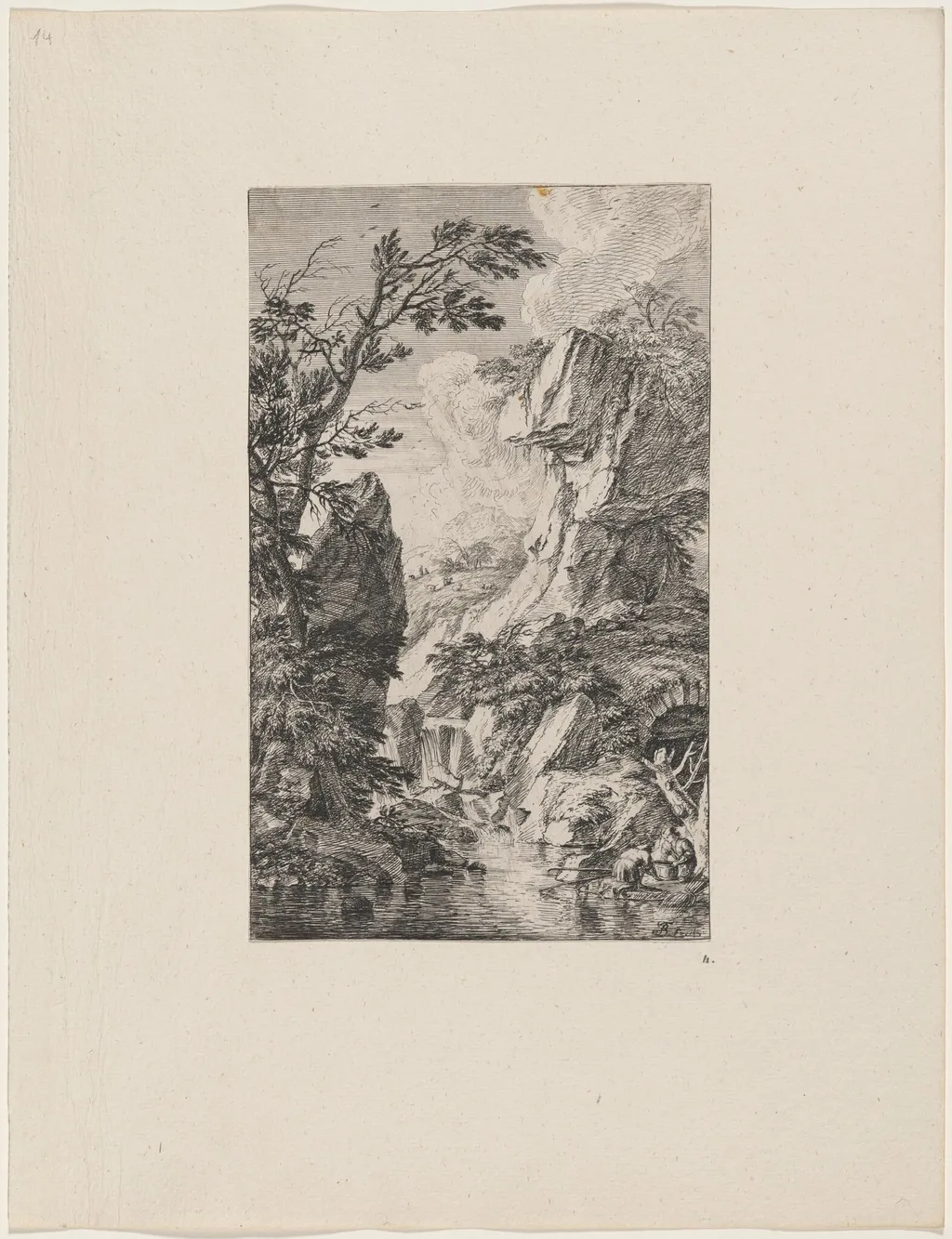 The Two Fishermen, by Joachim Franz Beich, ink, 1712