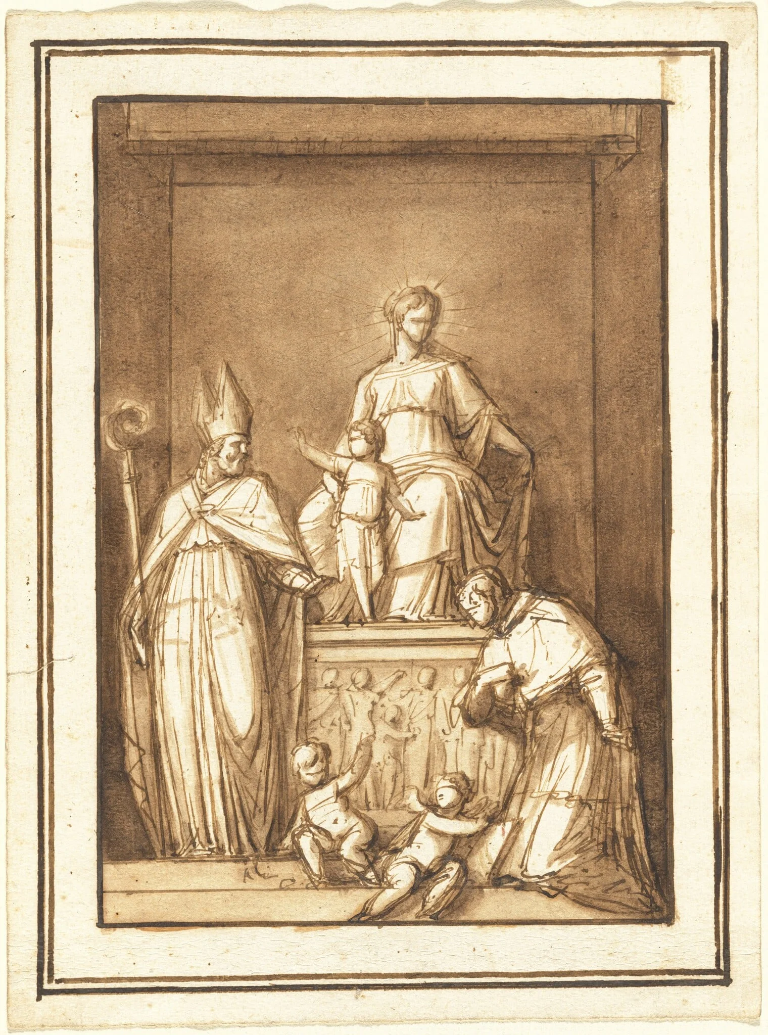 The Madonna and Child Enthroned with a Bishop Saint and a Kneeling Ecclesiastic, detail