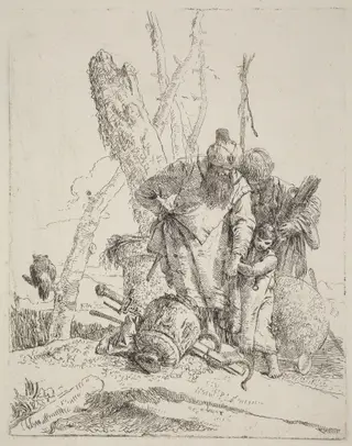 Two Turbaned Magicians and a Boy, by Giovanni Battista Tiepolo, ink, 1733