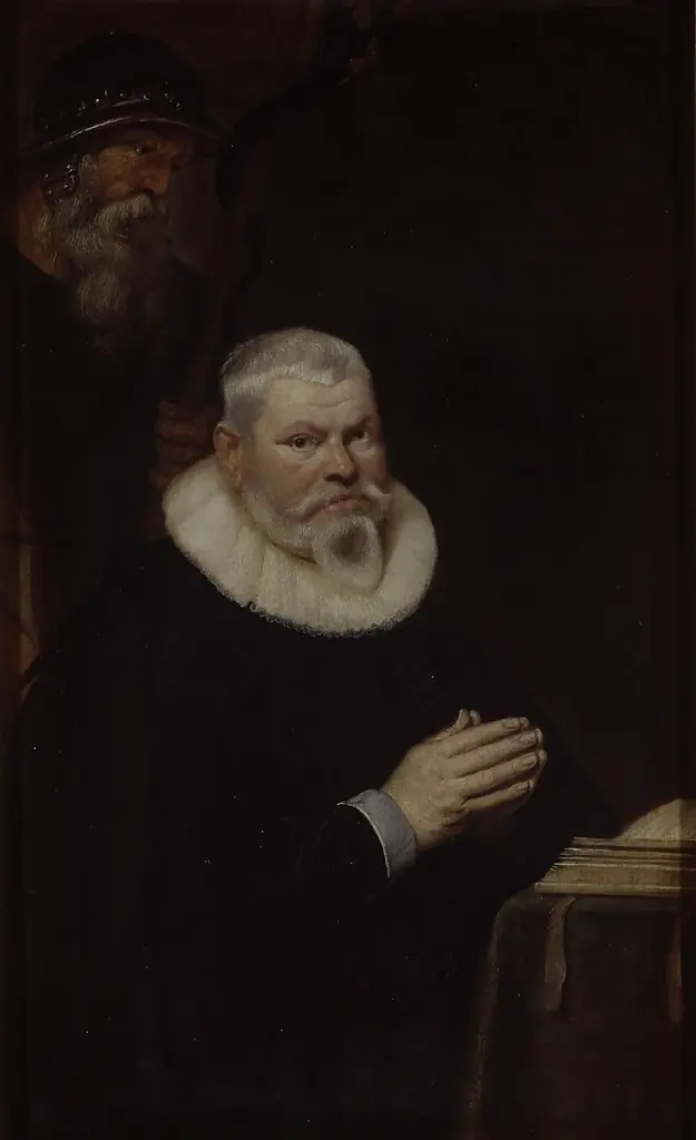 Portrait of Willem van Meerbeeck with Saint William of Aquitaine, by Cornelis de Vos, oil, 1620