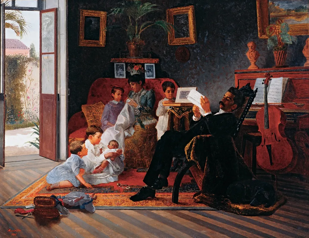 Scene of Adolfo Pinto’s Family, by José Ferraz de Almeida Júnior, oil, 1896