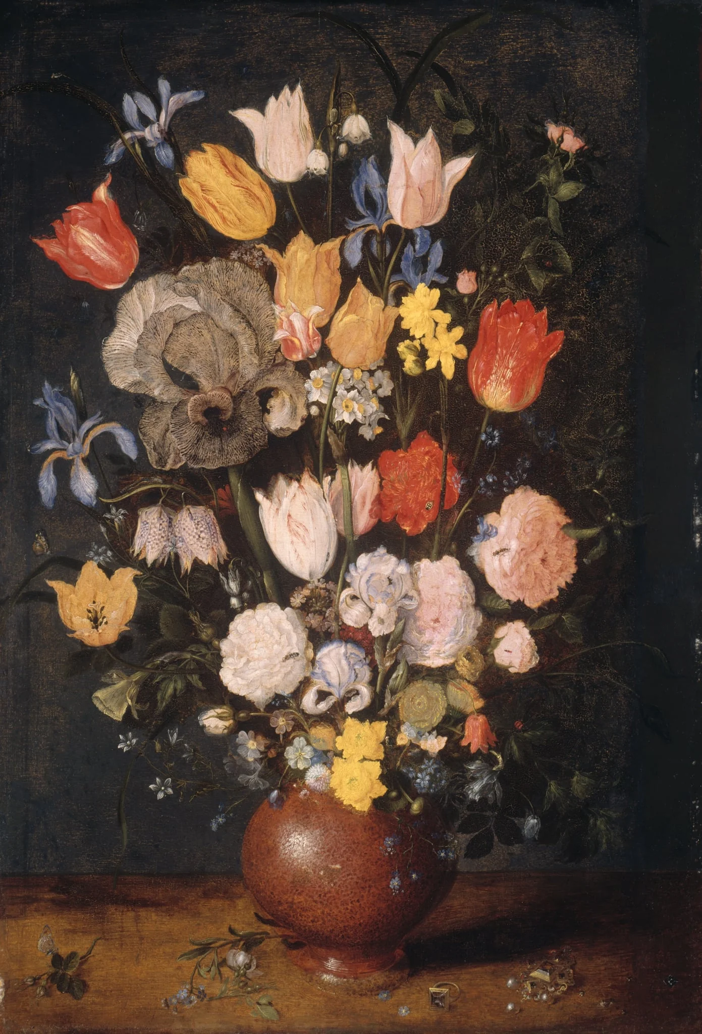 Bouquet of Flowers in an Earthenware Vase, detail