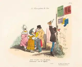 Metamorphoses of the Day: Regrets, or Never till the Next Time, by Jean-Ignace-Isidore Grandville, ink, 1829