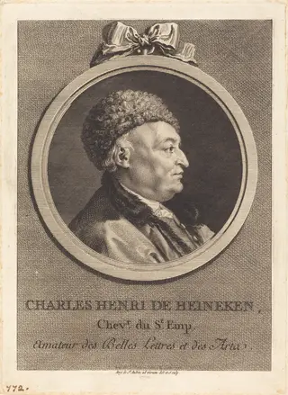 Charles Henri de Heineken, by Augustin de Saint-Aubin, ink, 1770