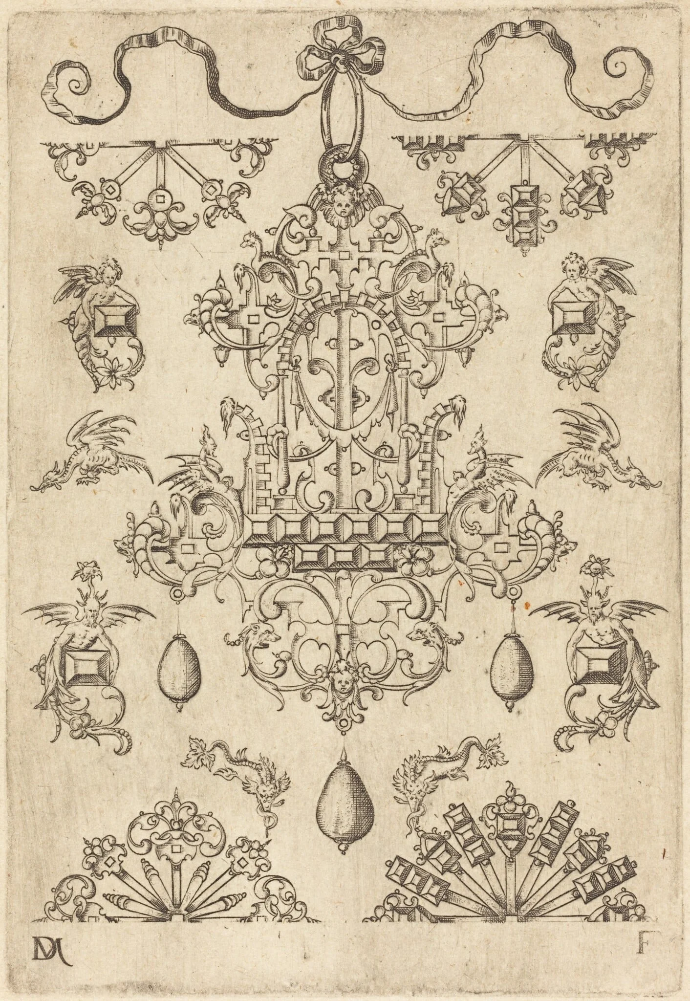 Large Pendant Surrounded by Ten Different Studs, detail