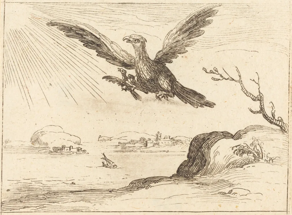 Eagle and Young, by Jacques Callot, ink, 1628