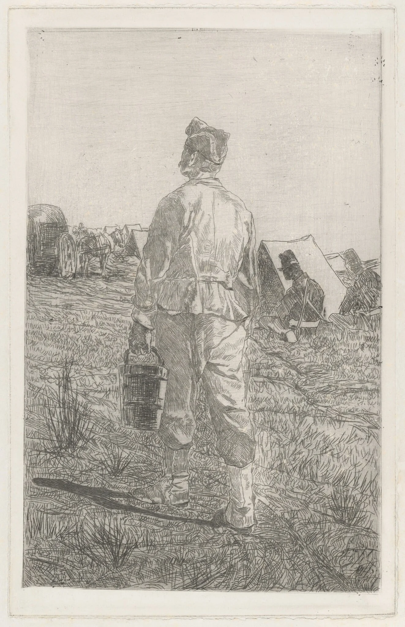 Soldier with a Pail, Seen from Behind (Soldato di spalle con secchio), detail